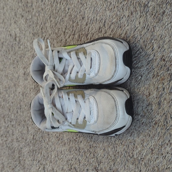 Nike Grade School Air Max 90 LTR Sneakers White Black Neon Green Yellow Size 1 - Picture 3 of 8